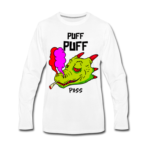 PUFF PUFFF DRAGON Men's Premium Long Sleeve T-Shirt - white