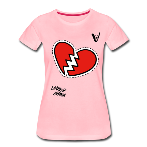 BROKEN HEART STICKER (LE) Women’s Premium T-Shirt - pink