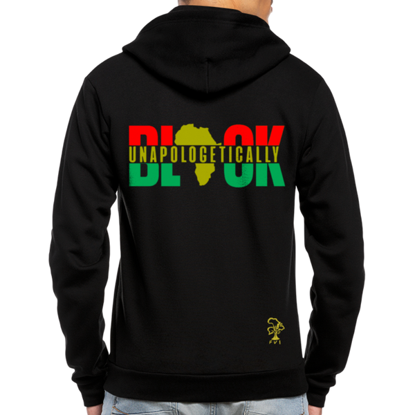 UNAPOLOGETICALLY BLACK Fleece Zip Hoodie - black