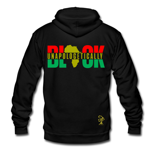 UNAPOLOGETICALLY BLACK Fleece Zip Hoodie - black